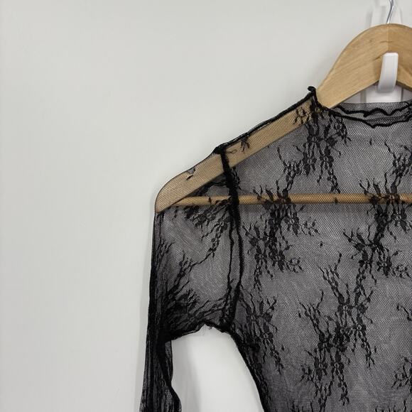 Whimsigoth Sheer Mesh Top Womens XSmall Floral Layering Fairy Grunge Indie Y2K - Picture 2 of 7